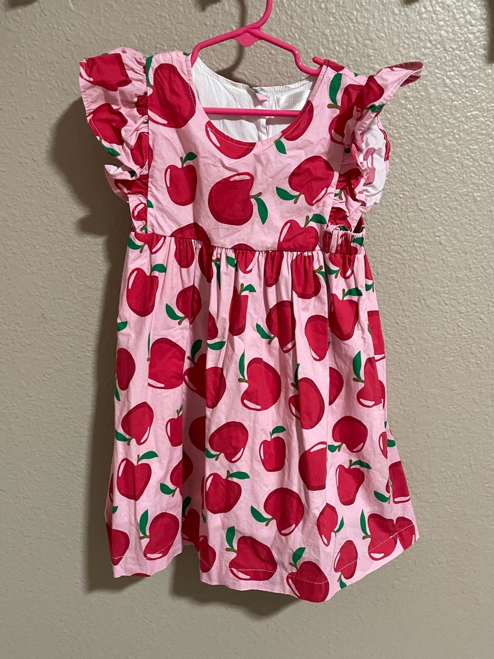 Cecil & Lou Pink Apple-Print Ruffle Sleeve Girls' Dress